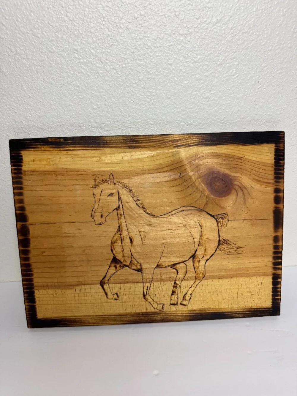 Handmade Rustic Wood Burned Horse Wall Art Plaque Pyrography Western Decor